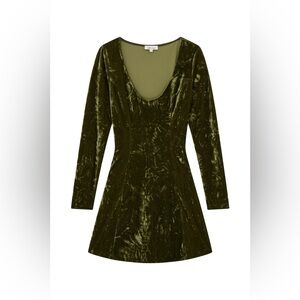 Little Lies “Sweet Jane” Olive Crushed Mini Dress (NWT)
